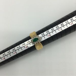 Marquise Emerald & Diamond Halo 14K Gold Ring